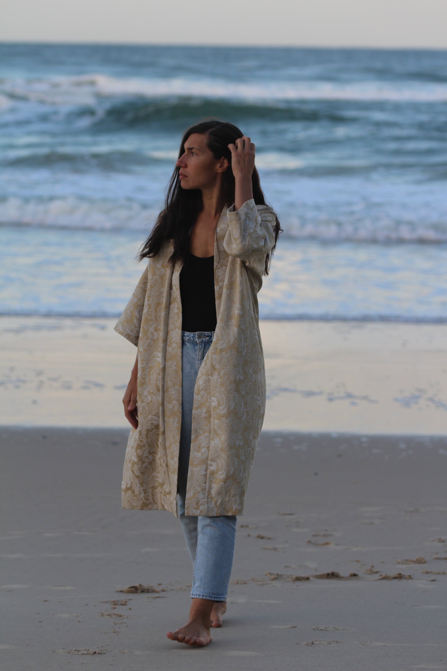 The Gold Jacquard Kimono Coat