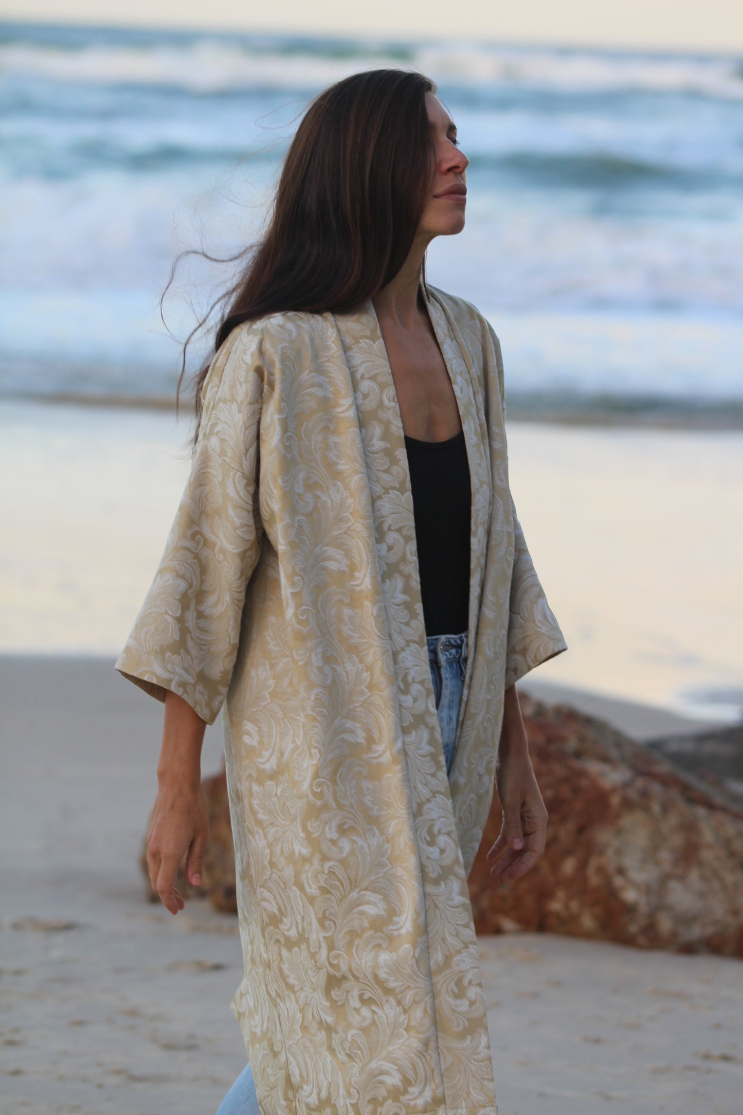 The Gold Jacquard Kimono Coat