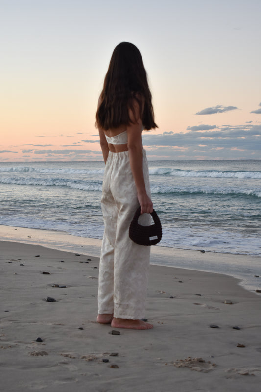 Ivory Leaves - High waisted pants