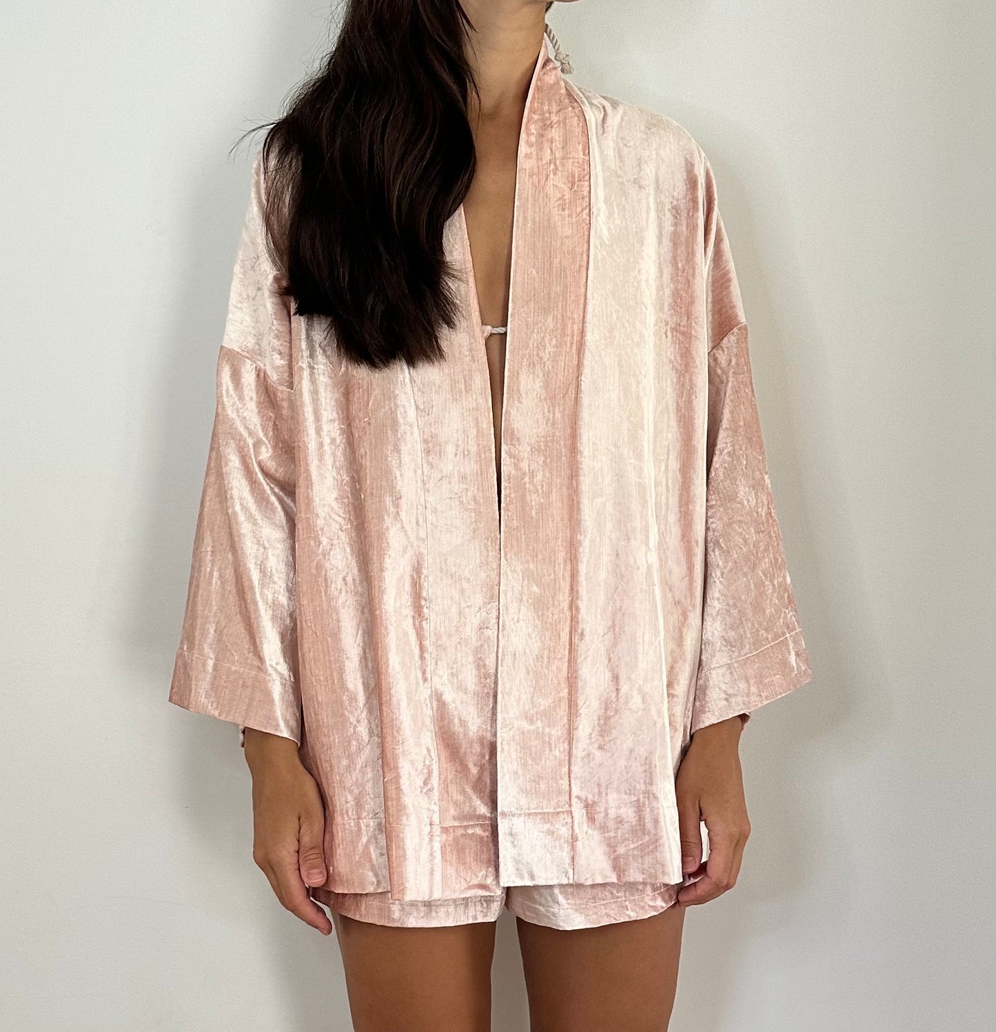 The Powder Pink Velvet Kimono