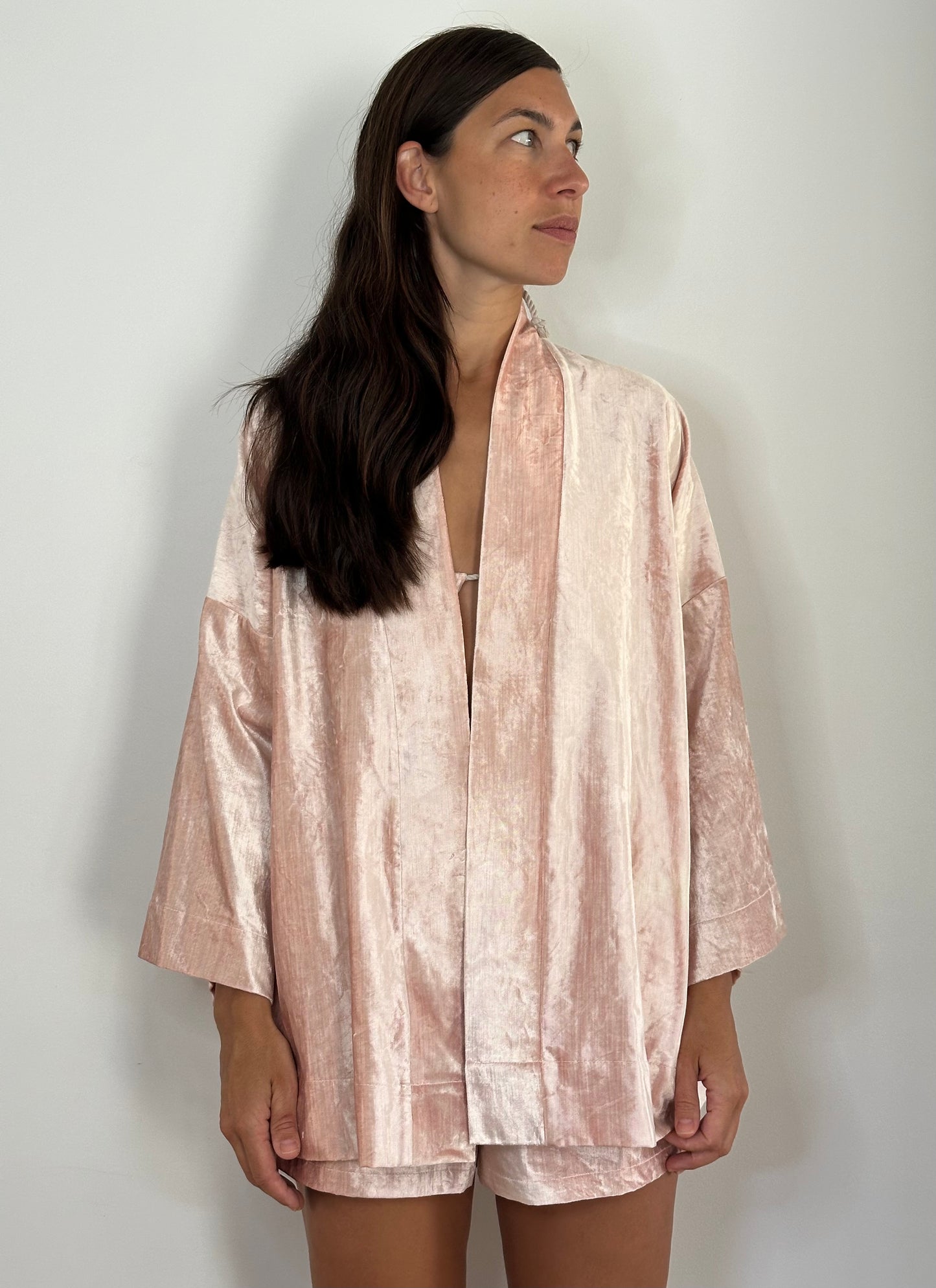 The Powder Pink Velvet Kimono