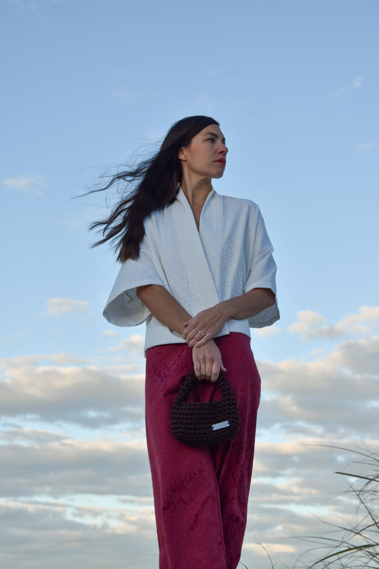 Vienna Kimono - short sleeve, off white