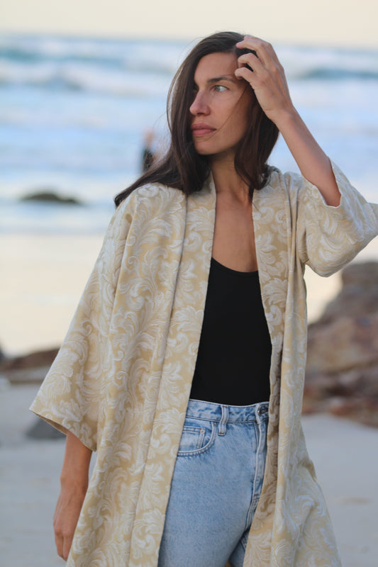 The Gold Jacquard Kimono Coat