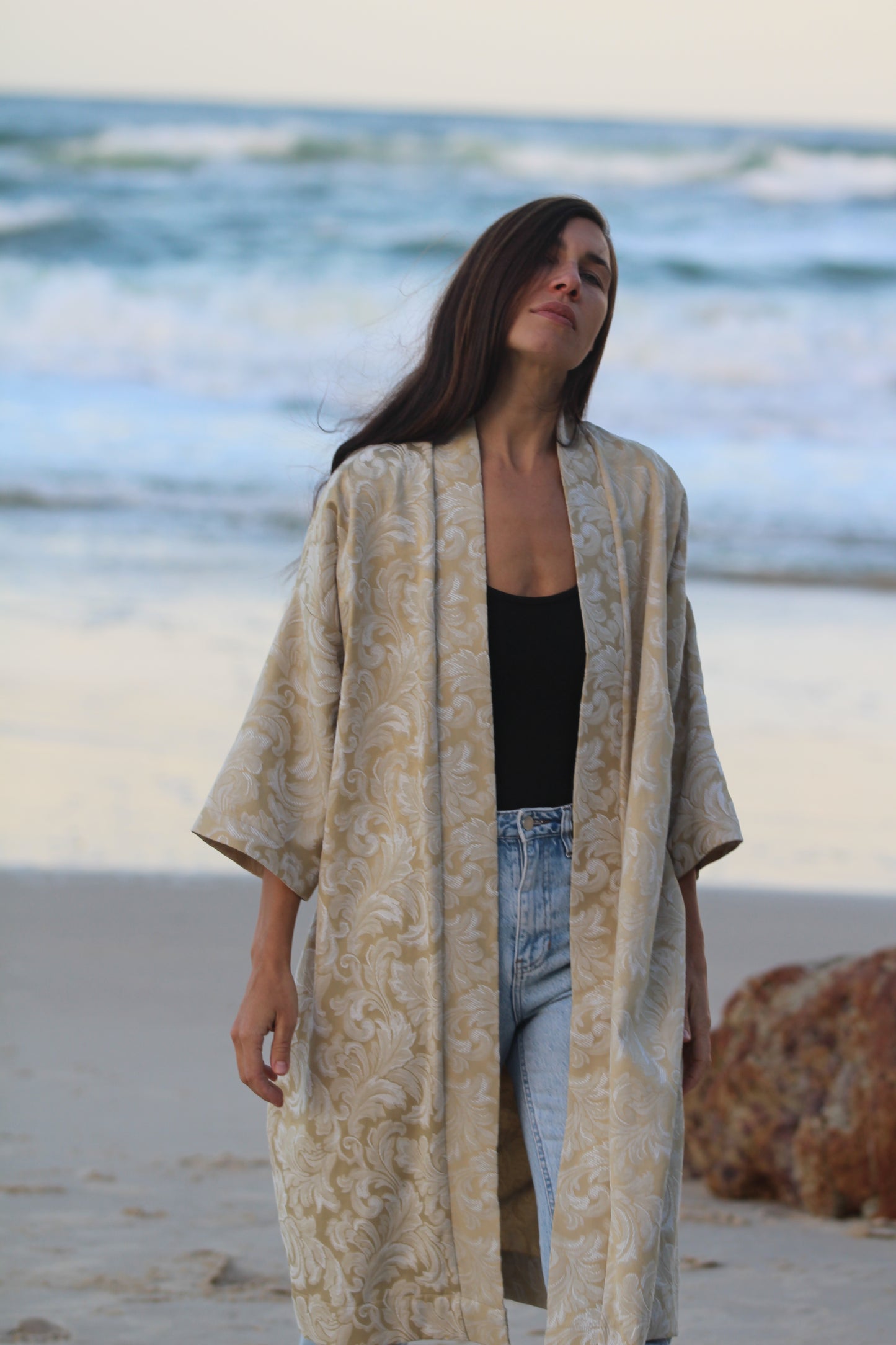The Gold Jacquard Kimono Coat