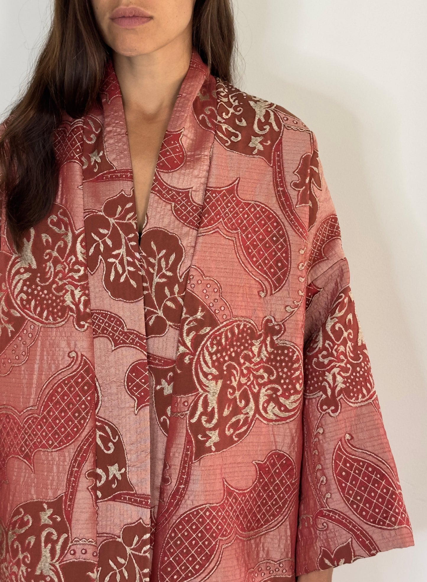 The imperial Red Brocade Kimono Jacket