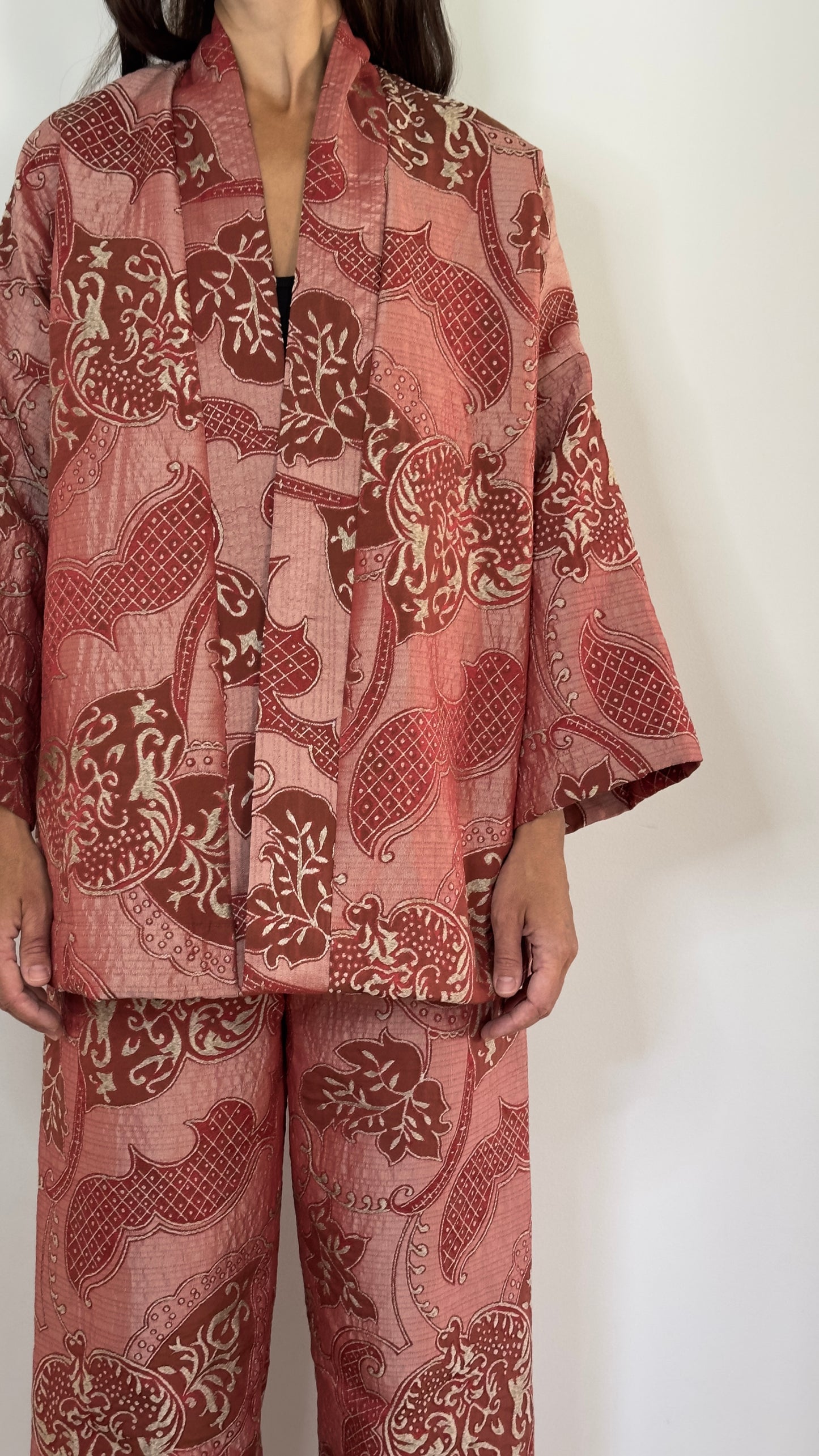 The imperial Red Brocade Kimono Jacket