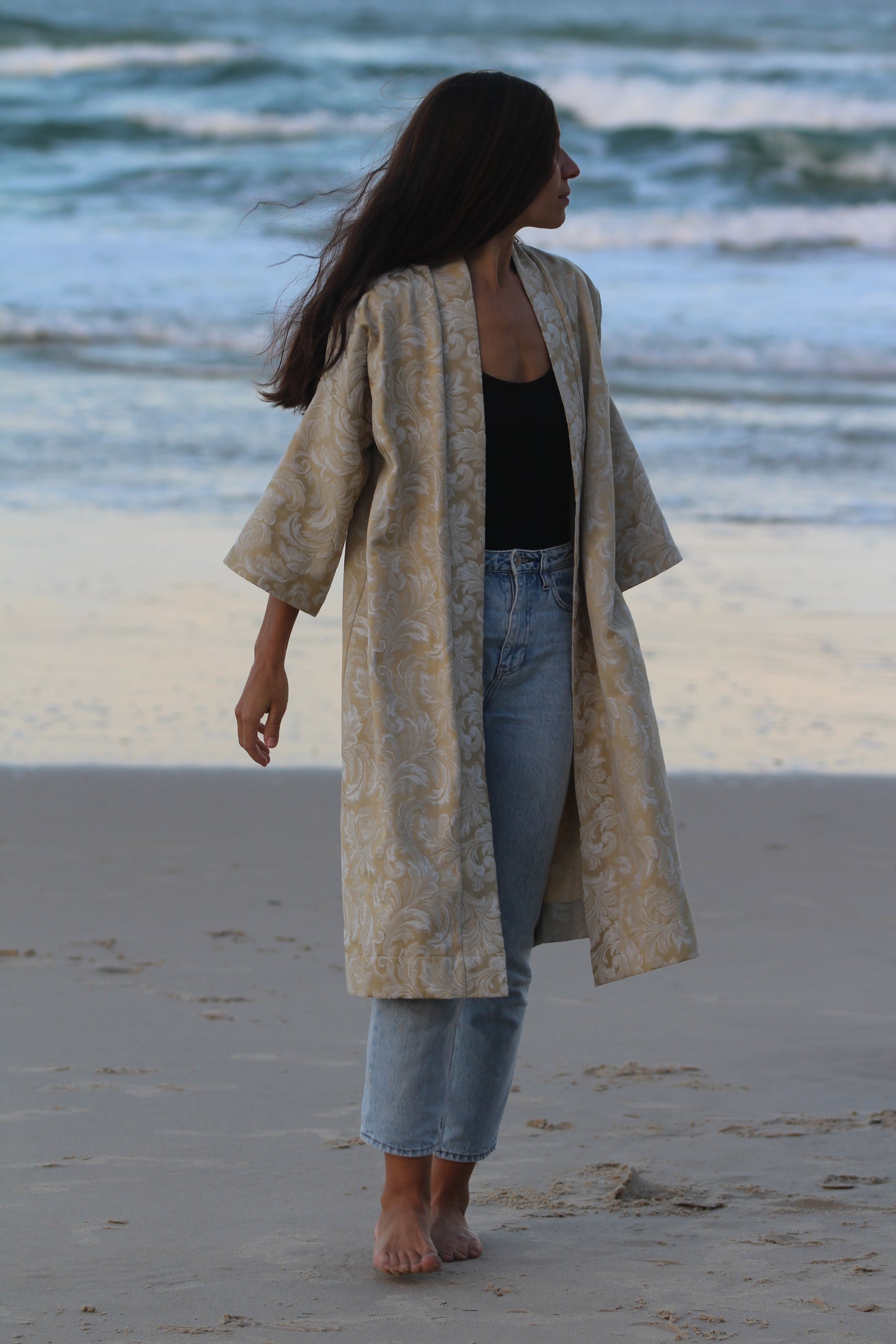 The Gold Jacquard Kimono Coat