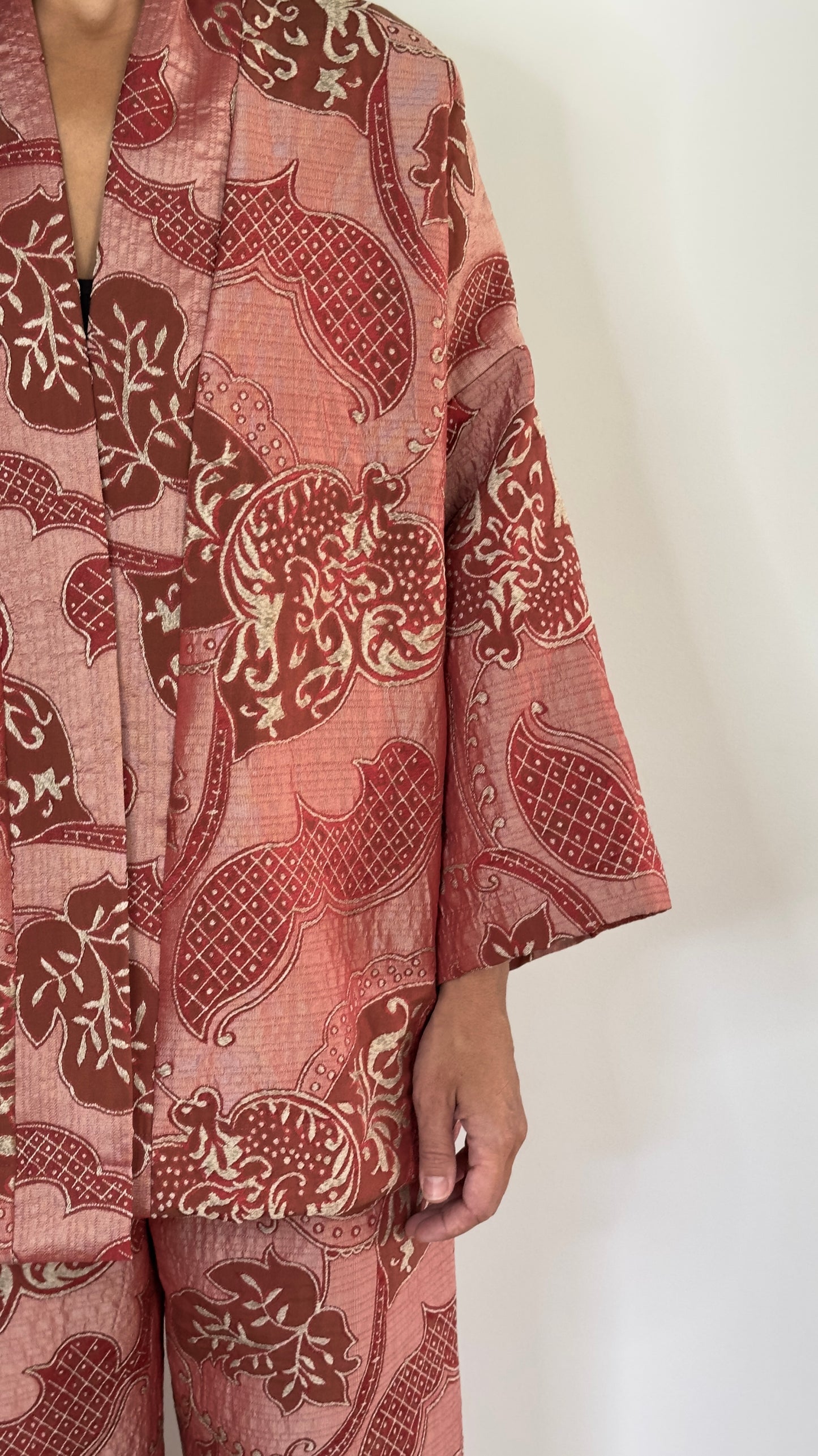 The imperial Red Brocade Kimono Jacket