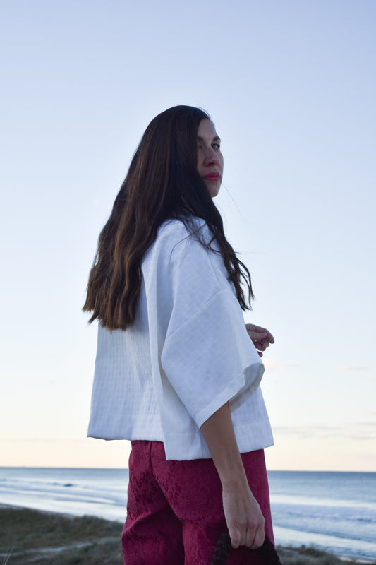 Vienna Kimono - short sleeve, off white