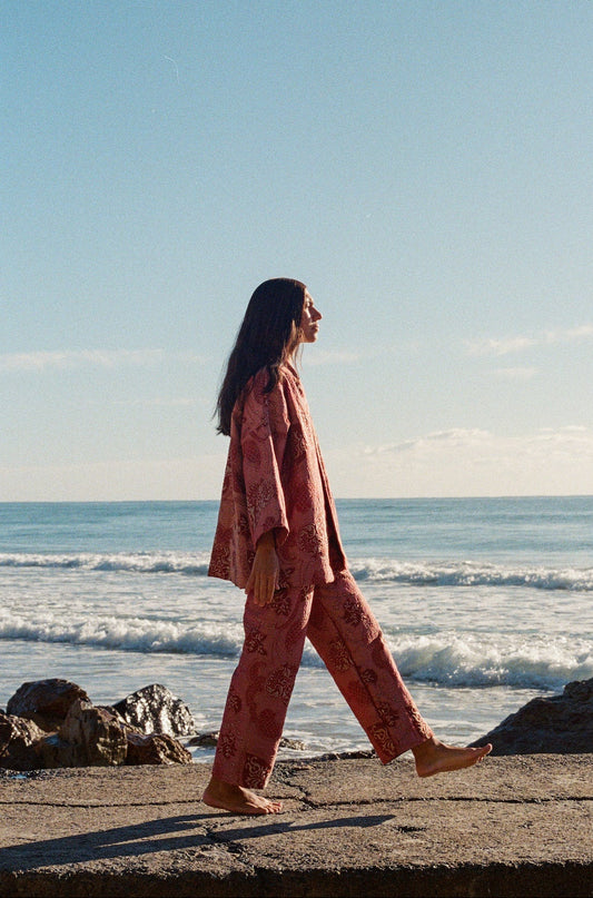 The imperial Red Brocade Kimono Jacket